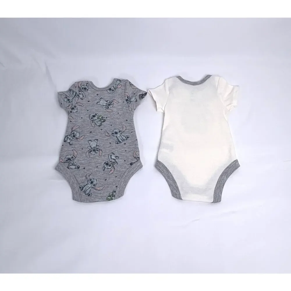 Disney Baby Stitch 6 Pc Newborn Outfit Lot Bodysuits Sleepers 0-3M EUC Disney